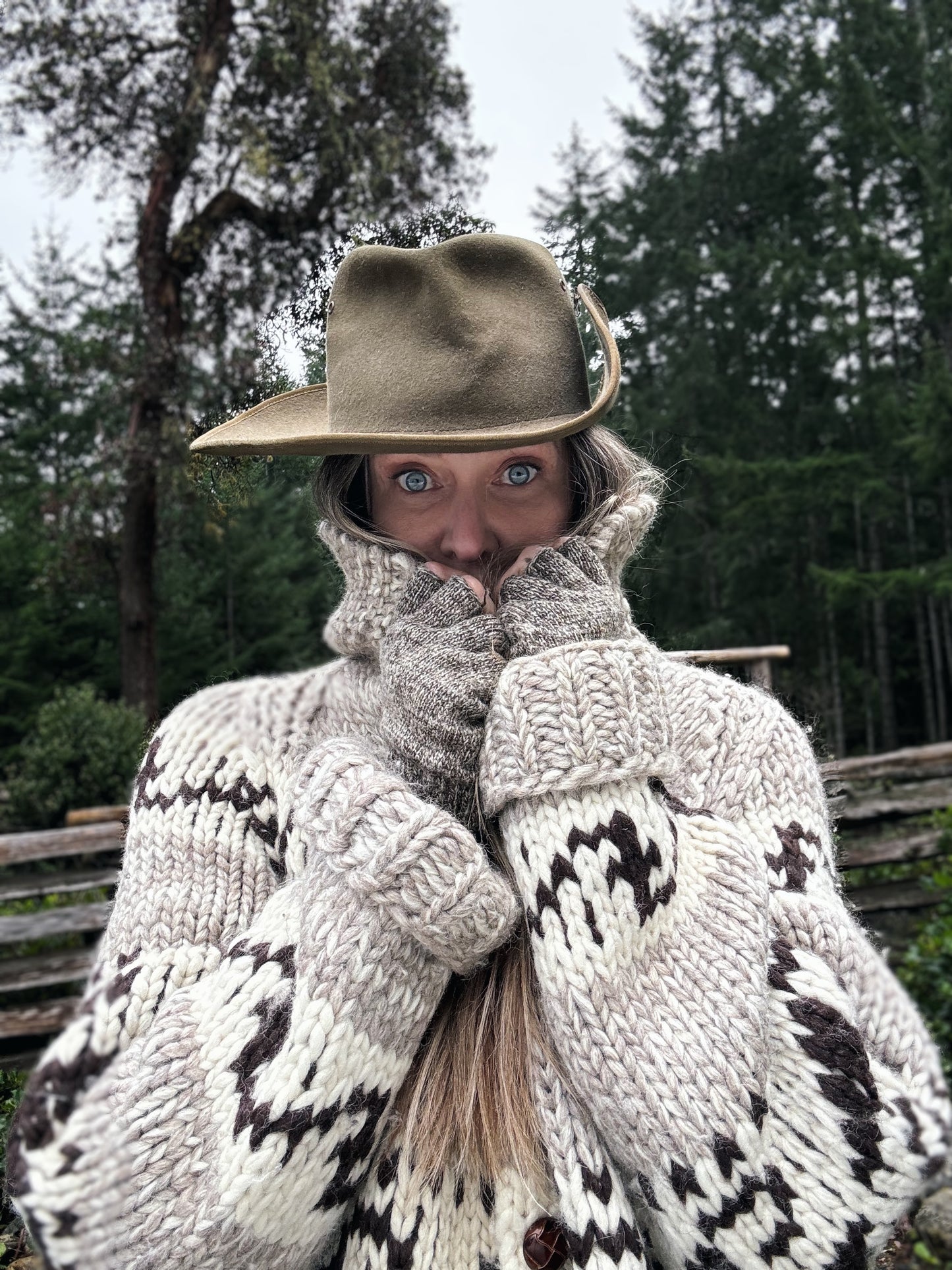 vintage oversized wool hand knit sweater with leather buttons