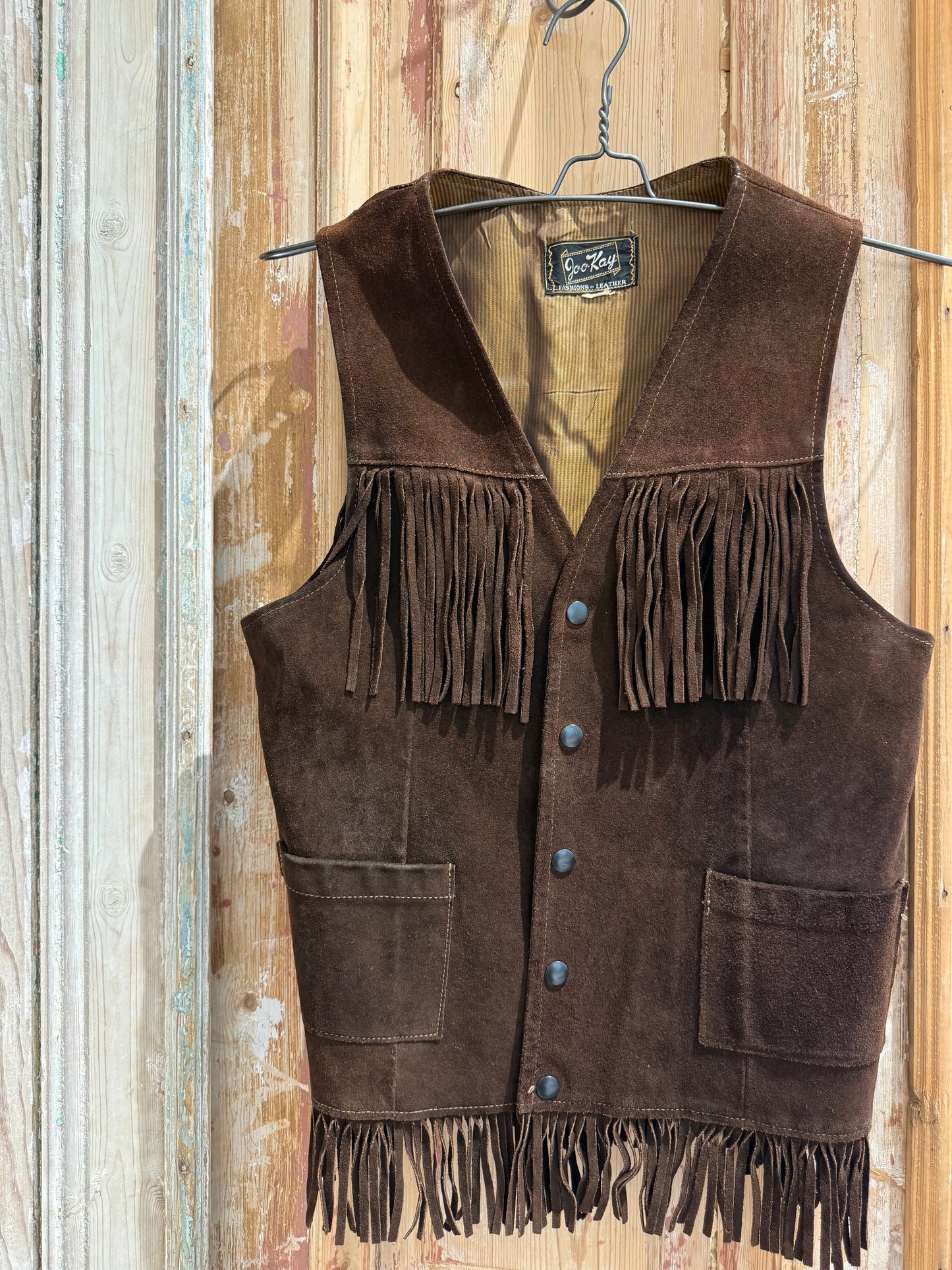 Dark Brown Suede Fringe Vest