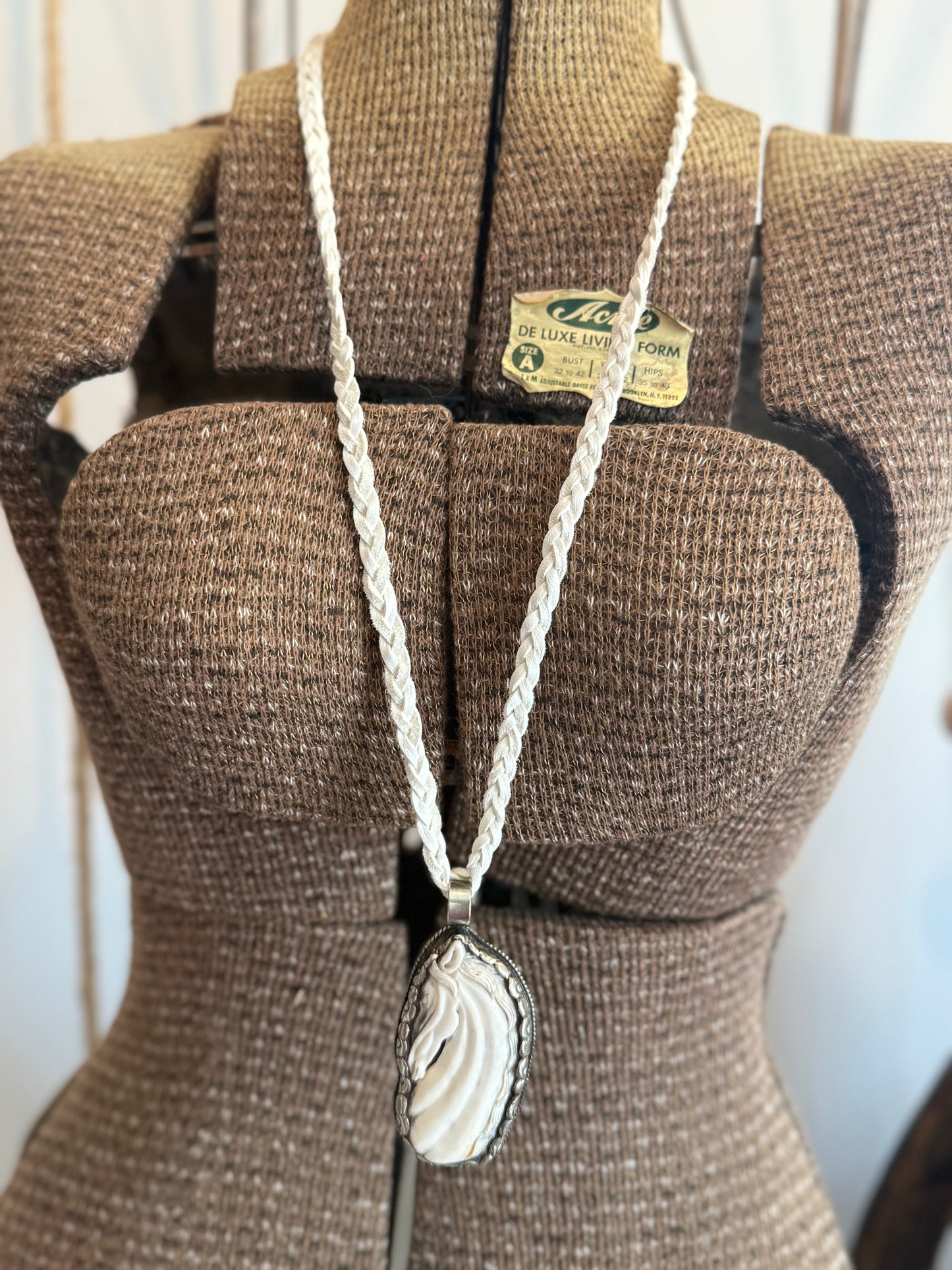 Carved Bone Pendant Necklace
