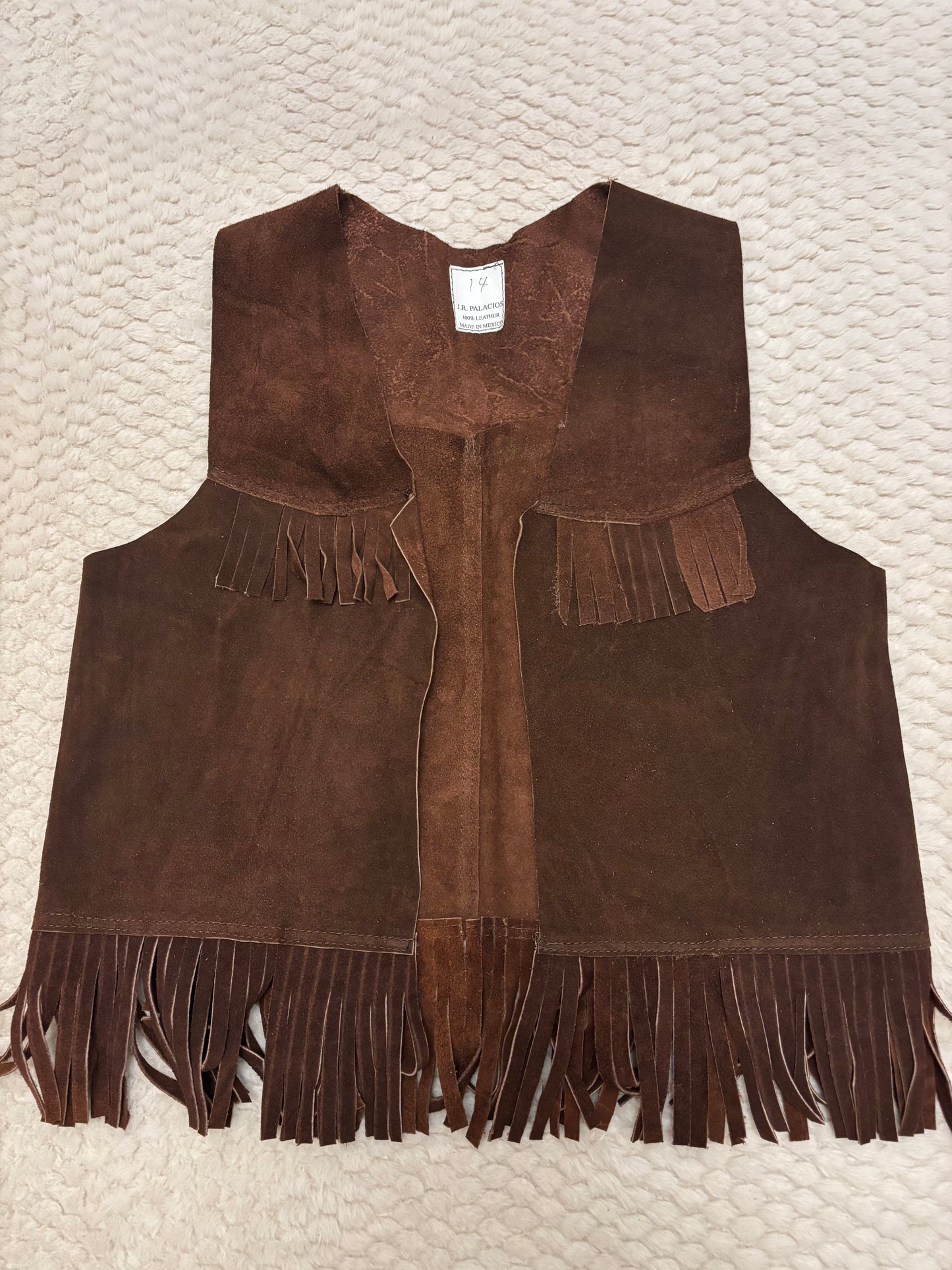 Suede Fringe Vest Dark Brown - Size 14