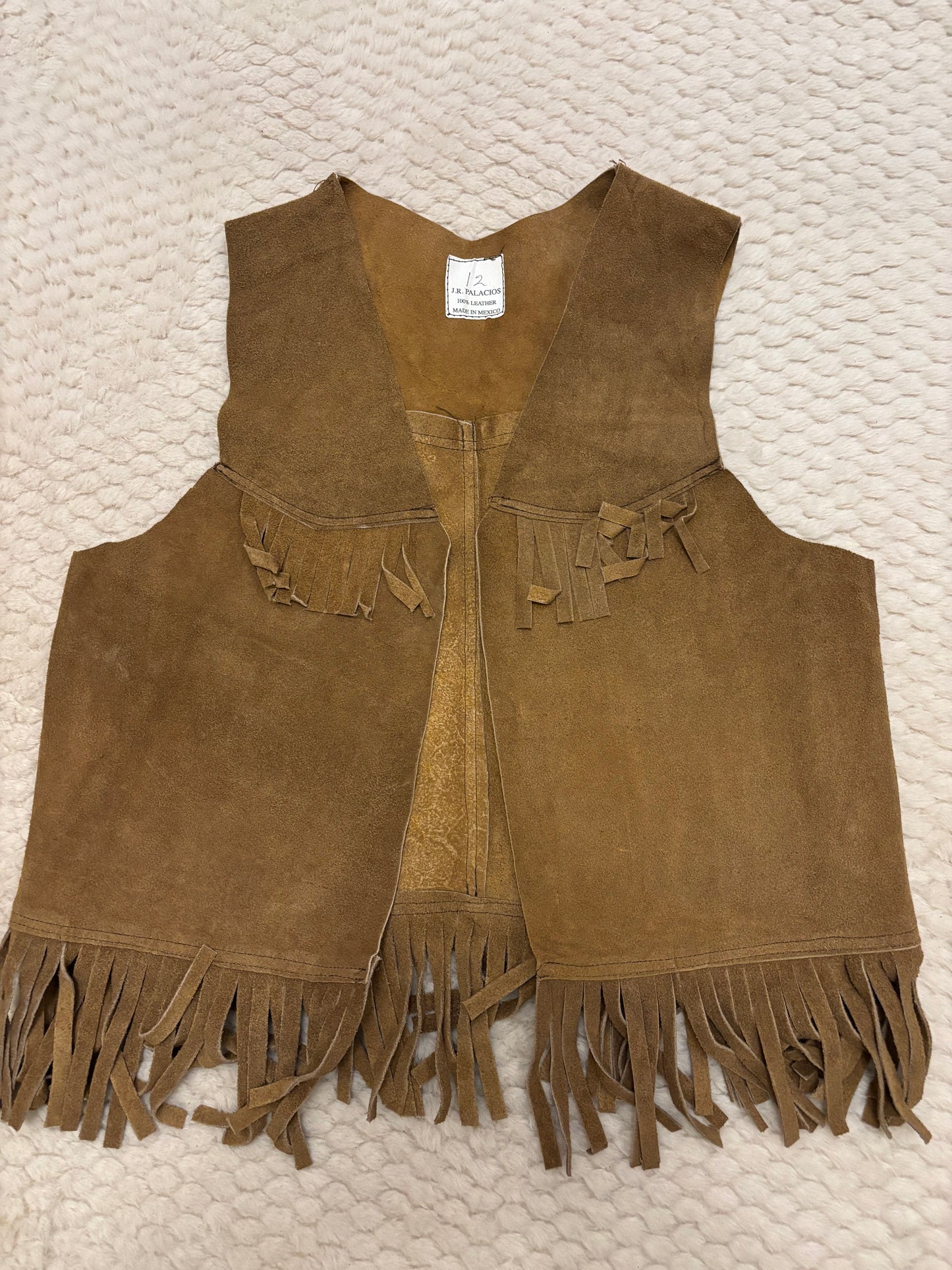 Suede Fringe Vest Light Brown - Size 12