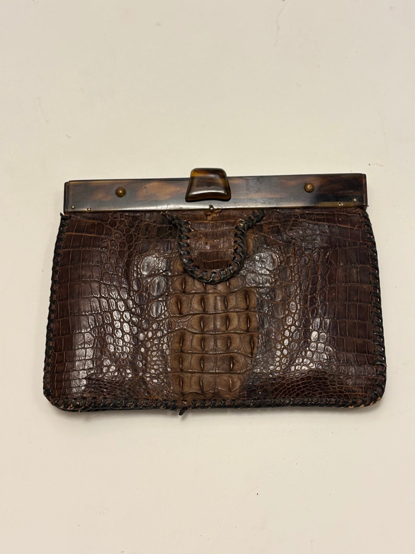 Vintage Alligator Clutch with Bakelite Clasp