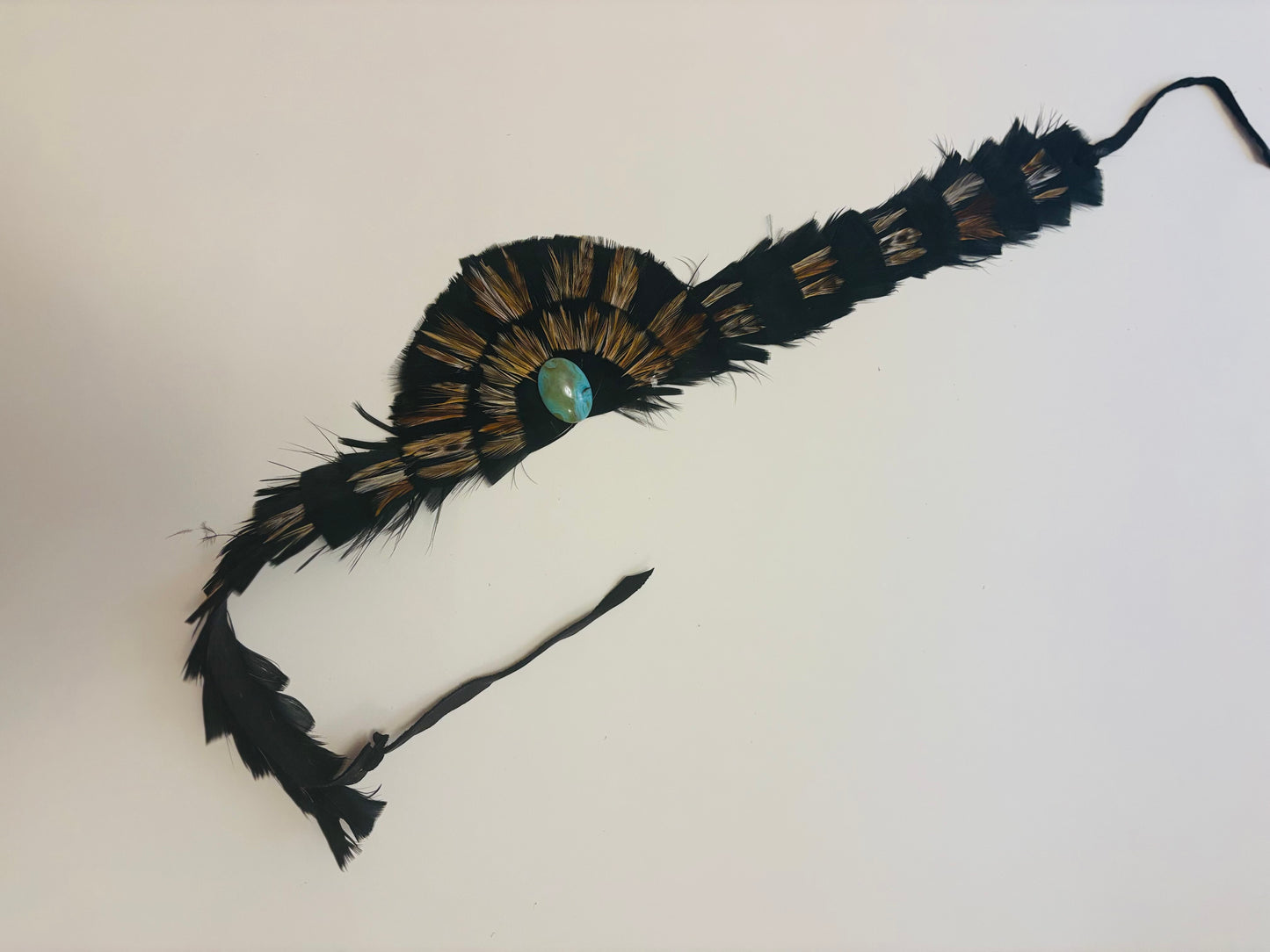 Fancy Retro Feather Hat Band Dark