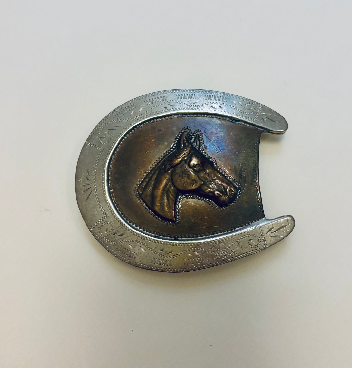 Vintage Silver and Brass Horseshoe Buckle