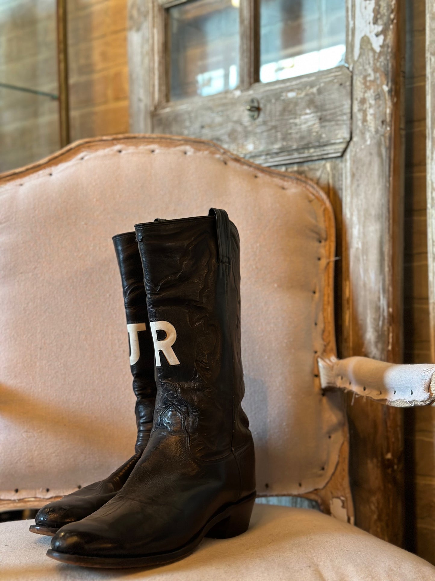 COSTOM BLACK "JR" COWBOY BOOTS M10