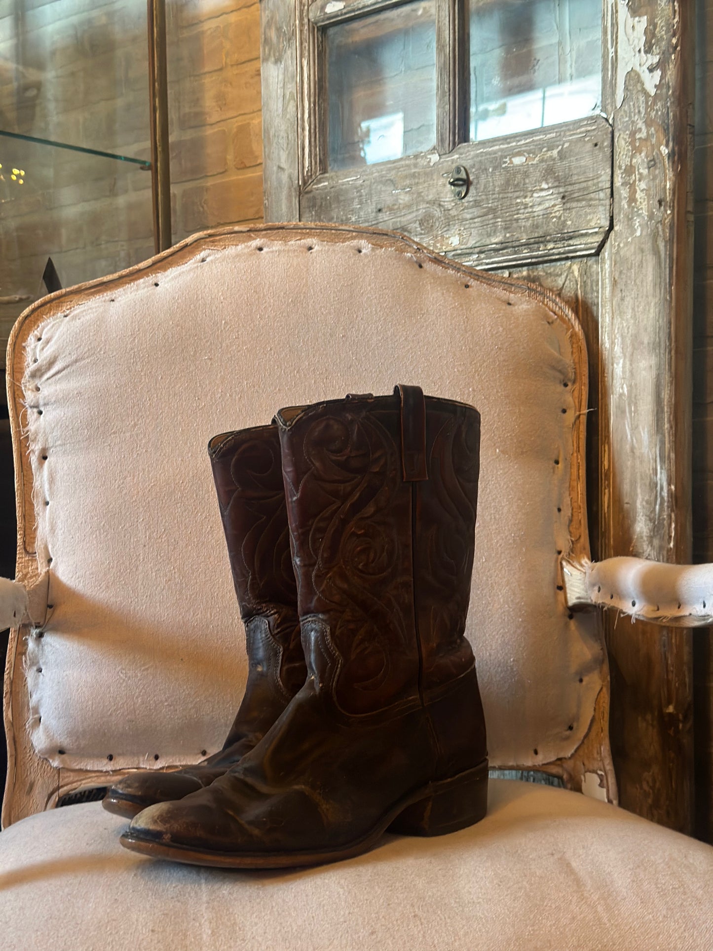 ACME TWO TONE BROWN COWBOY BOOTS M12