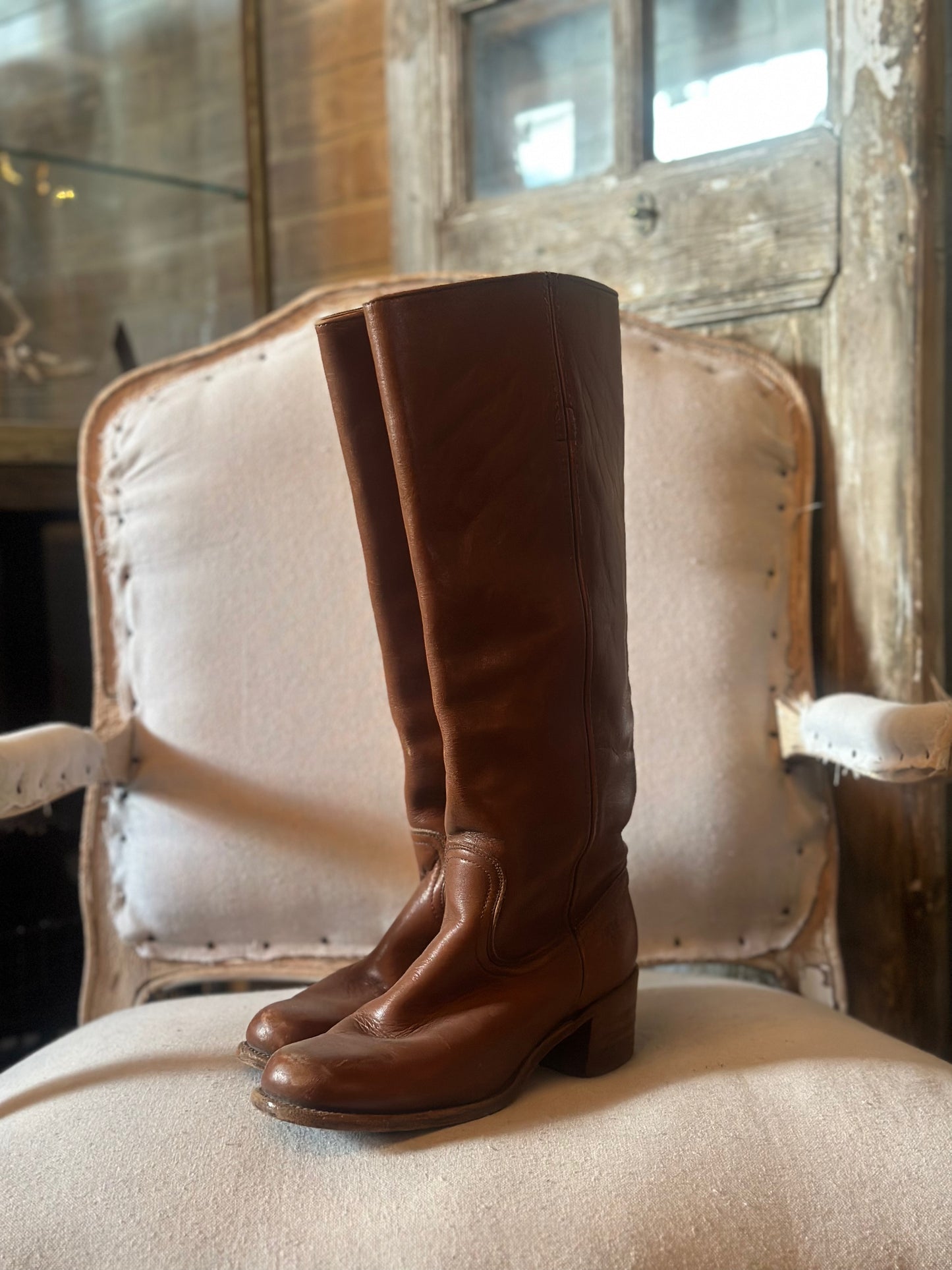 FRYE COGNAC CAMPUS BOOT W7.5