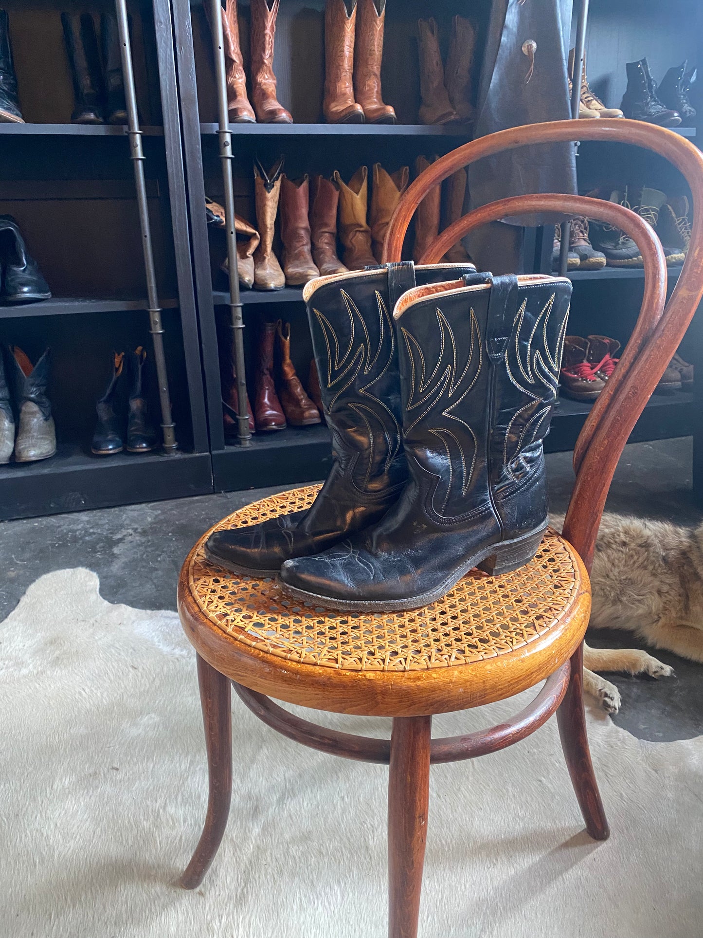 BLACK TEXAS CACTUS COWBOY BOOTS