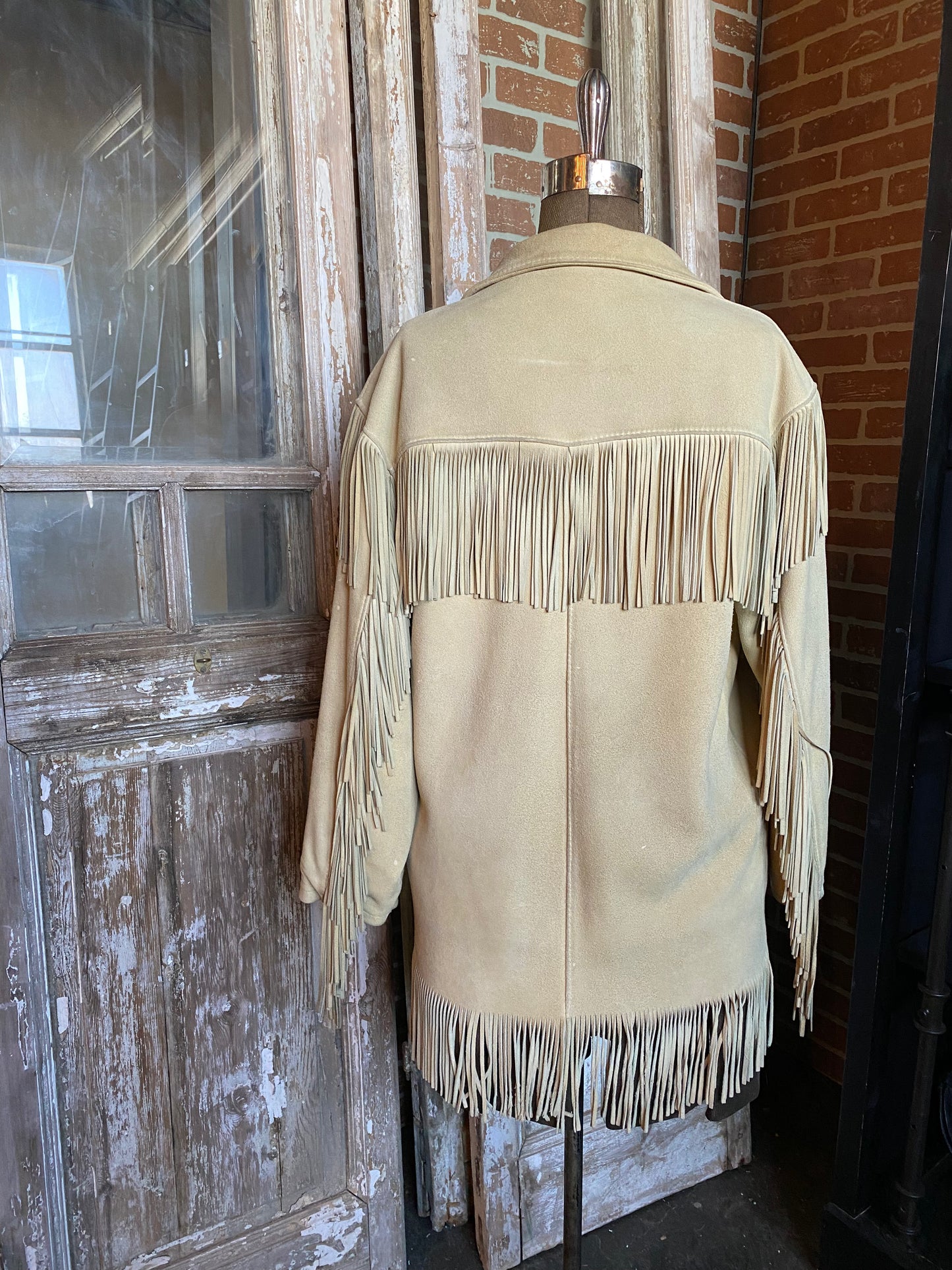 TAN DEERSKIN SUEDE FRINGED JACKET