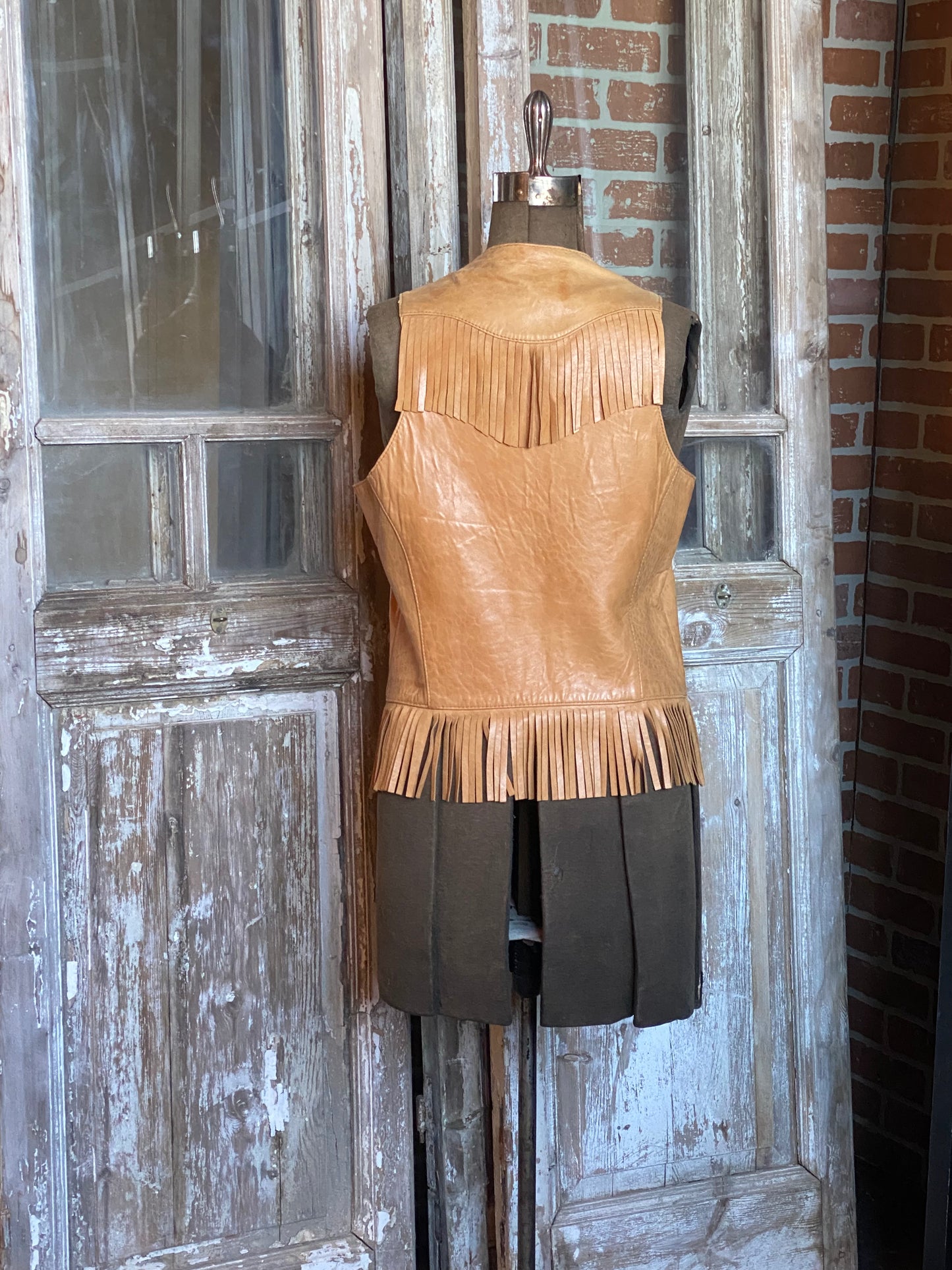 TAN FRINGED LEATHER VEST