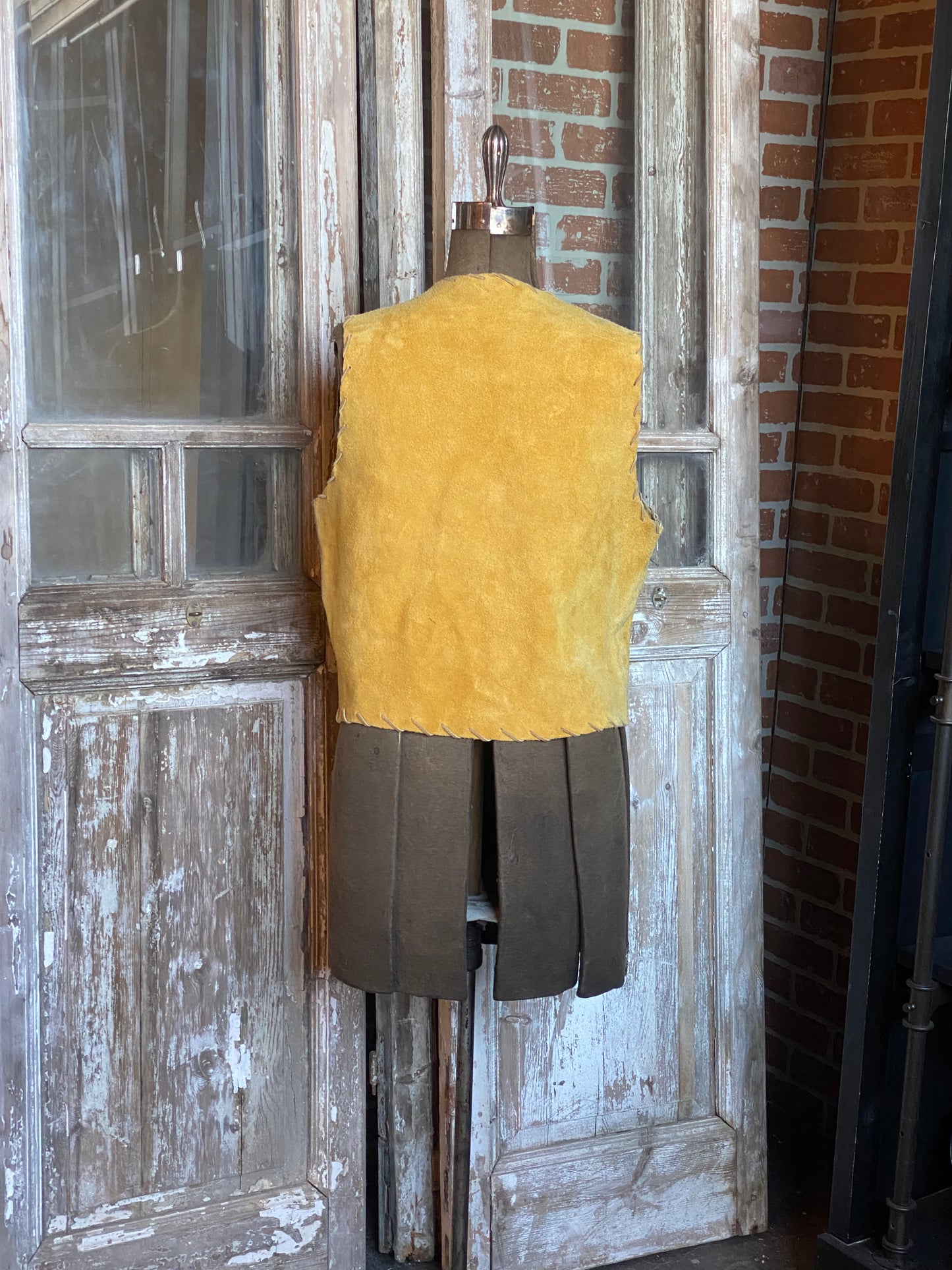 TAN SUEDE ANTLER BUTTON VEST