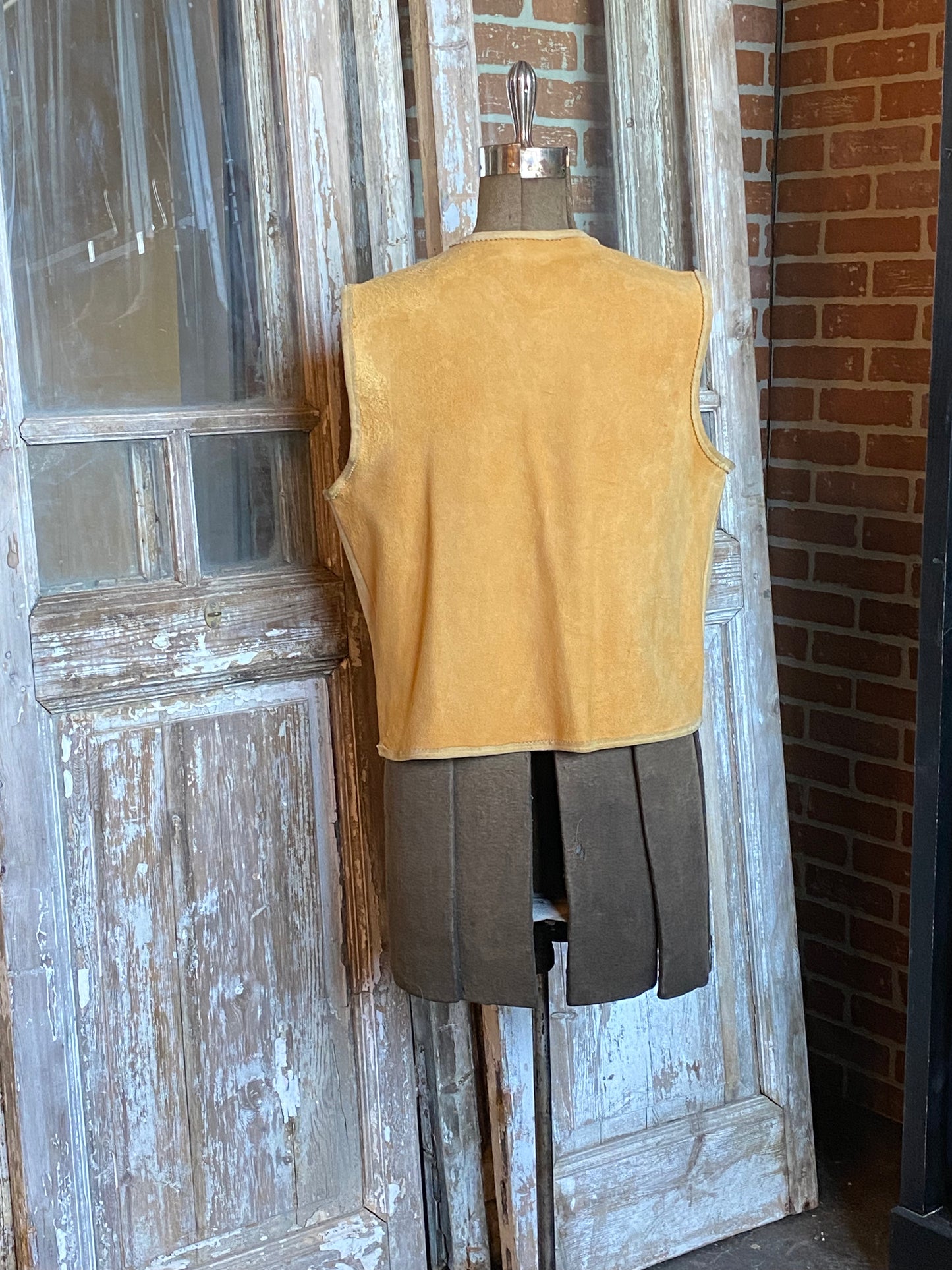 TAN SUEDE KNOTTED BUTTON VEST