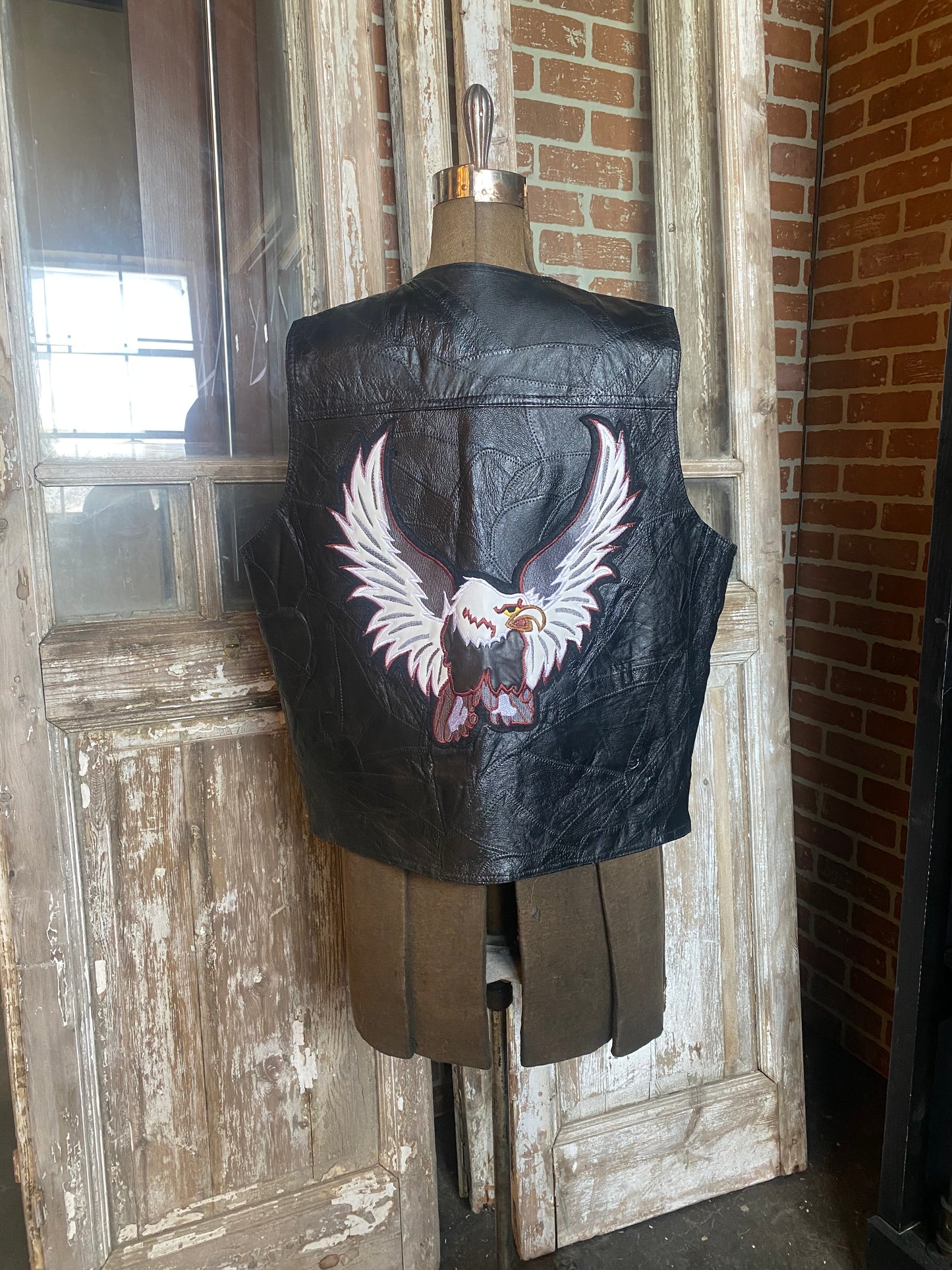 BLACK PATCHWORK LEATHER VEST