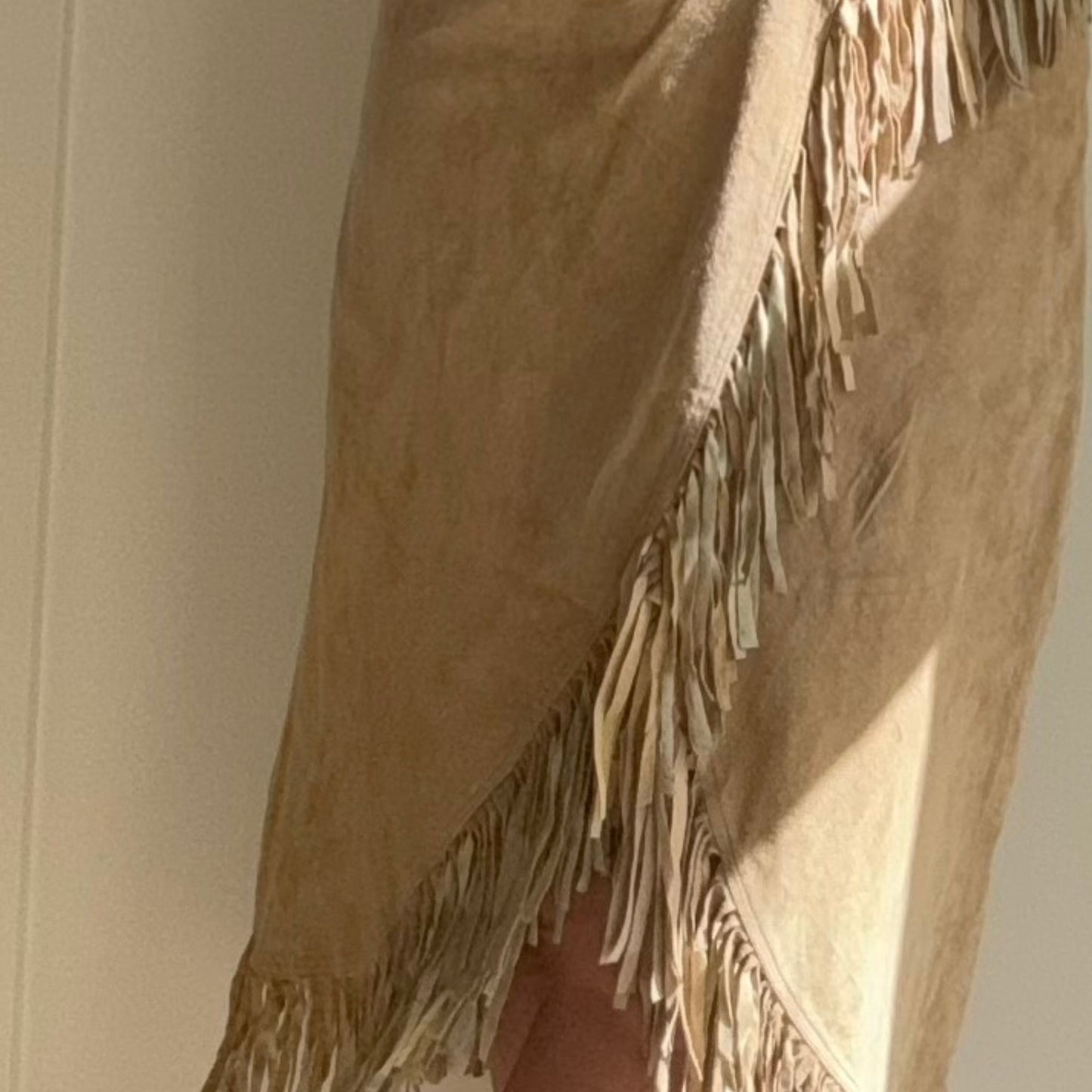 TAN FRINGE SUEDE SKIRT
