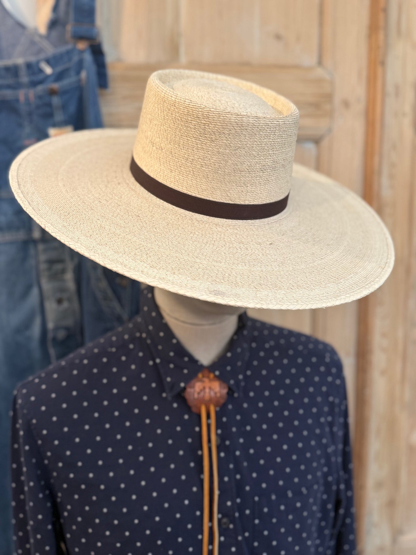 Natural Straw Flat-Brim Gambler