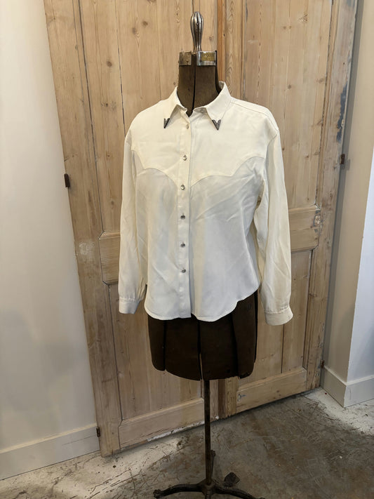 Vintage Rayon Blouse with Collar Tips
