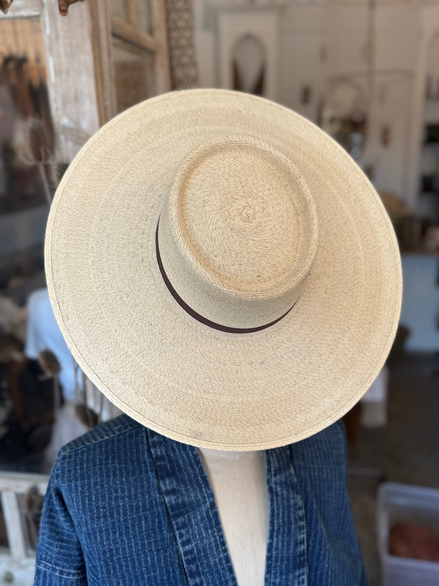 Natural Straw Flat-Brim Gambler
