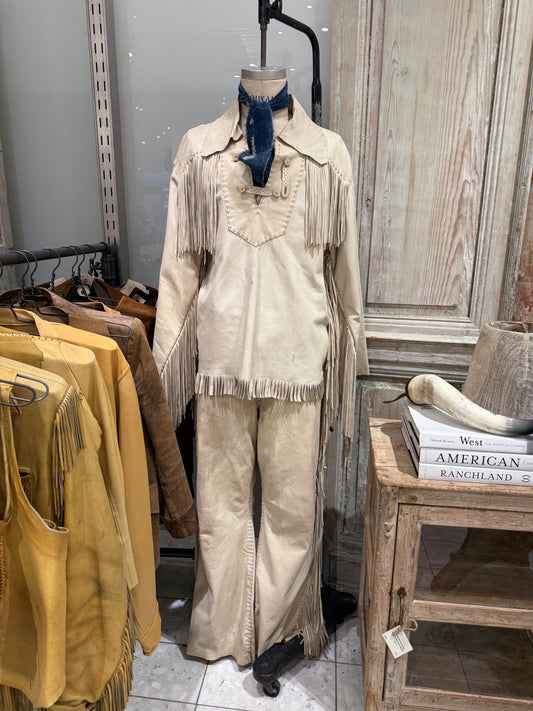 Vintage Two Piece Leather Fringe Suit
