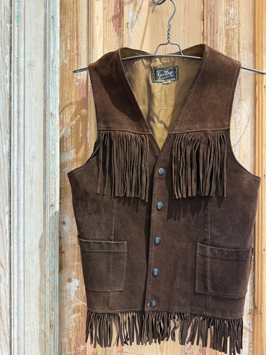 Dark Brown Suede Fringe Vest
