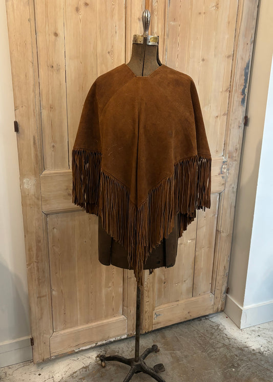 Dark Brown Suede Poncho