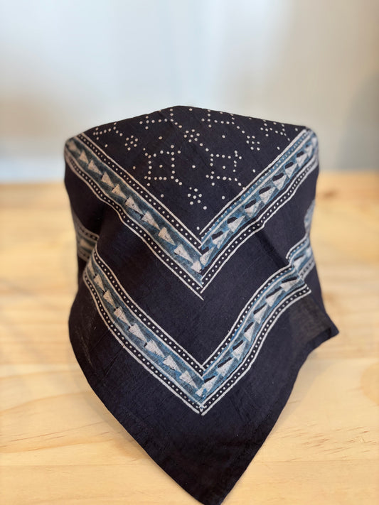 Hand Block Printed Bandana Noir