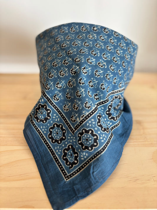 Hand Block Printed Bandana Blue