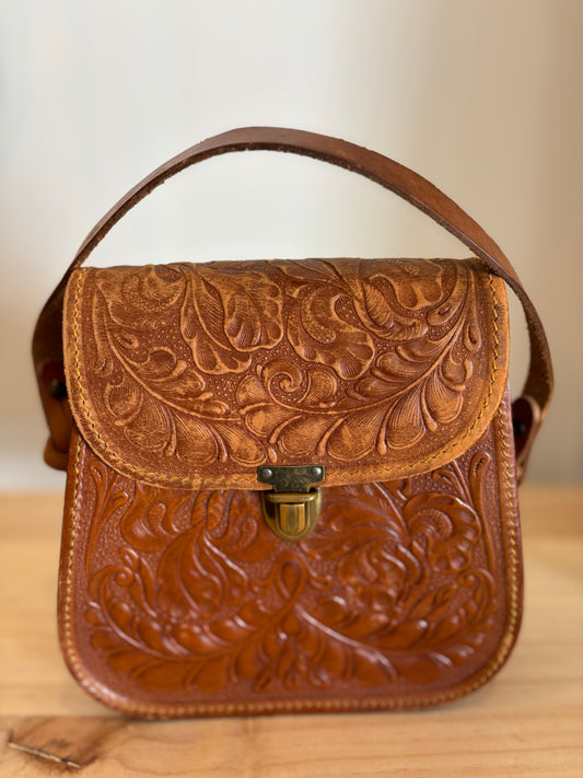 Brown Leather Embossed Bag
