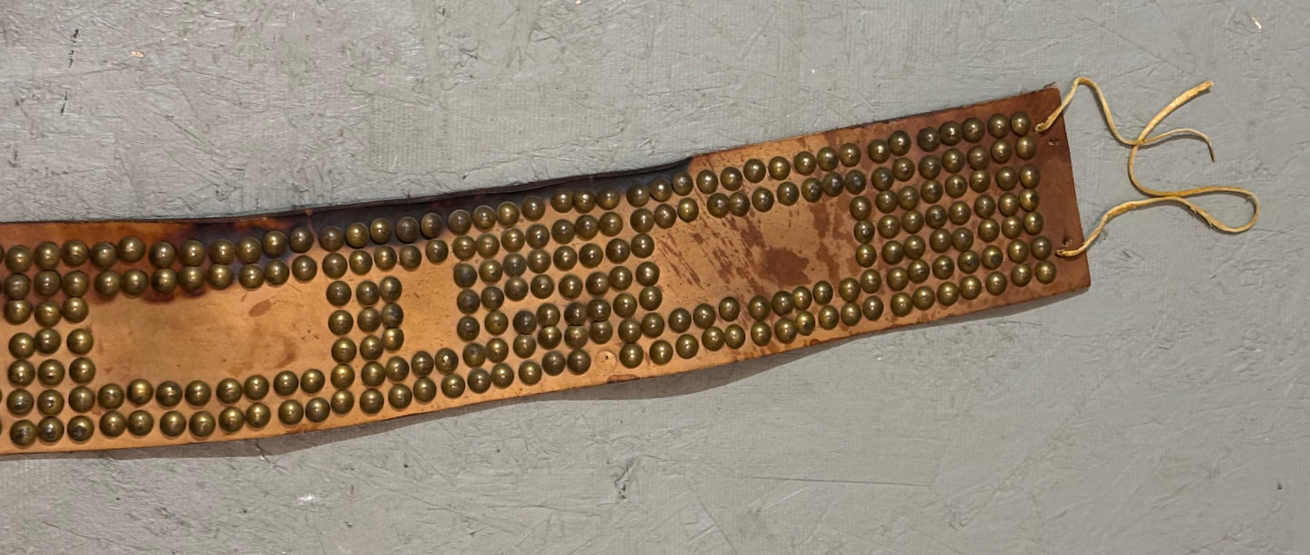 Leather and Brass Studded Wide Belt