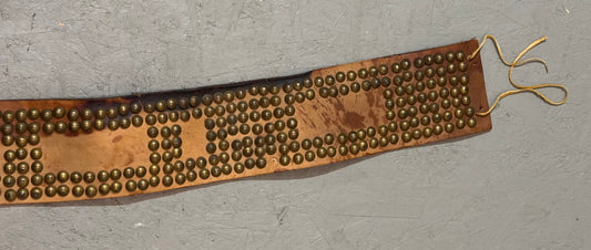 Leather and Brass Studded Wide Belt
