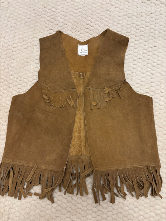 Suede Fringe Vest Light Brown - Size 12