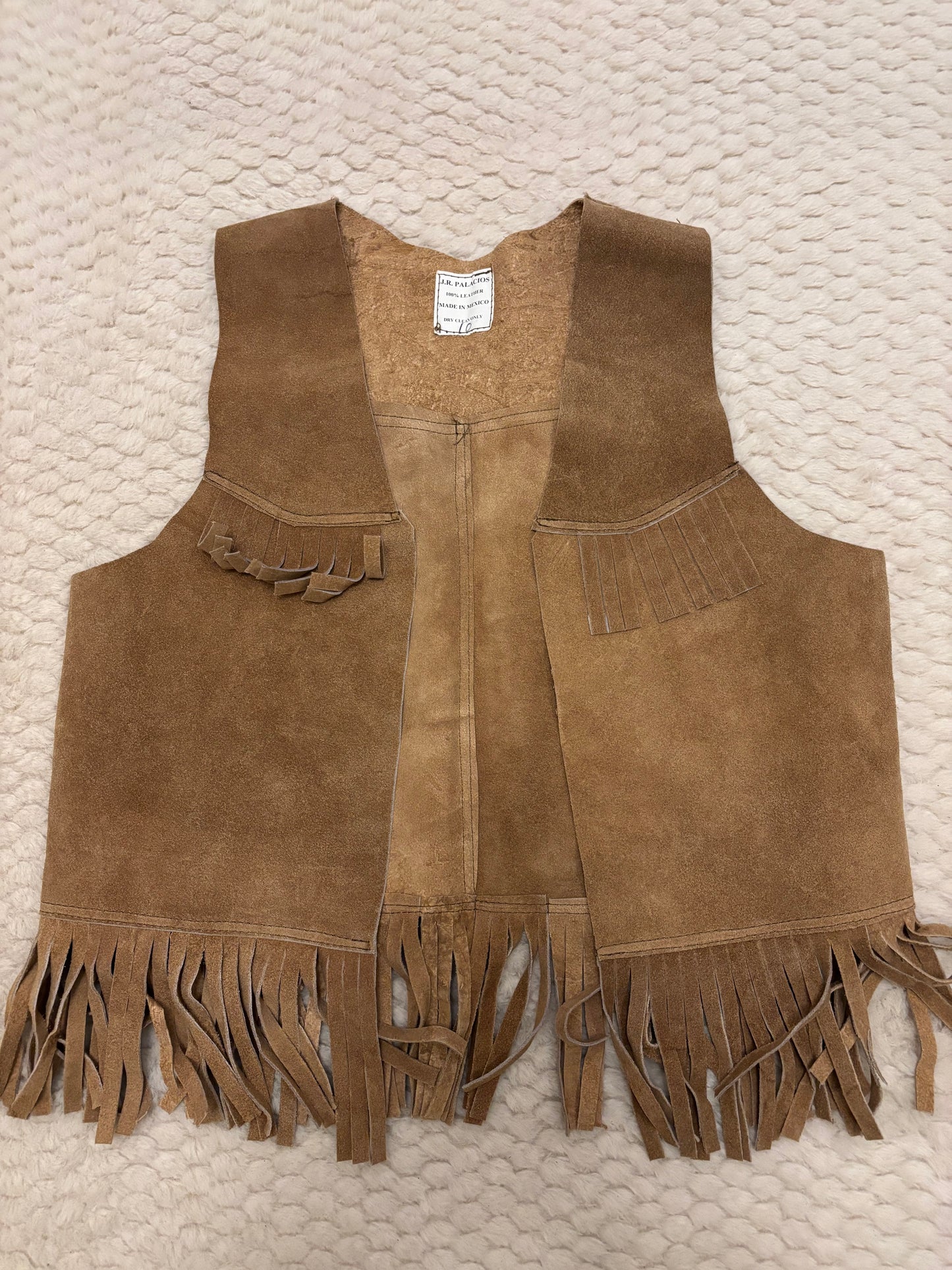 Suede Fringe Vest Light Brown - Size 10