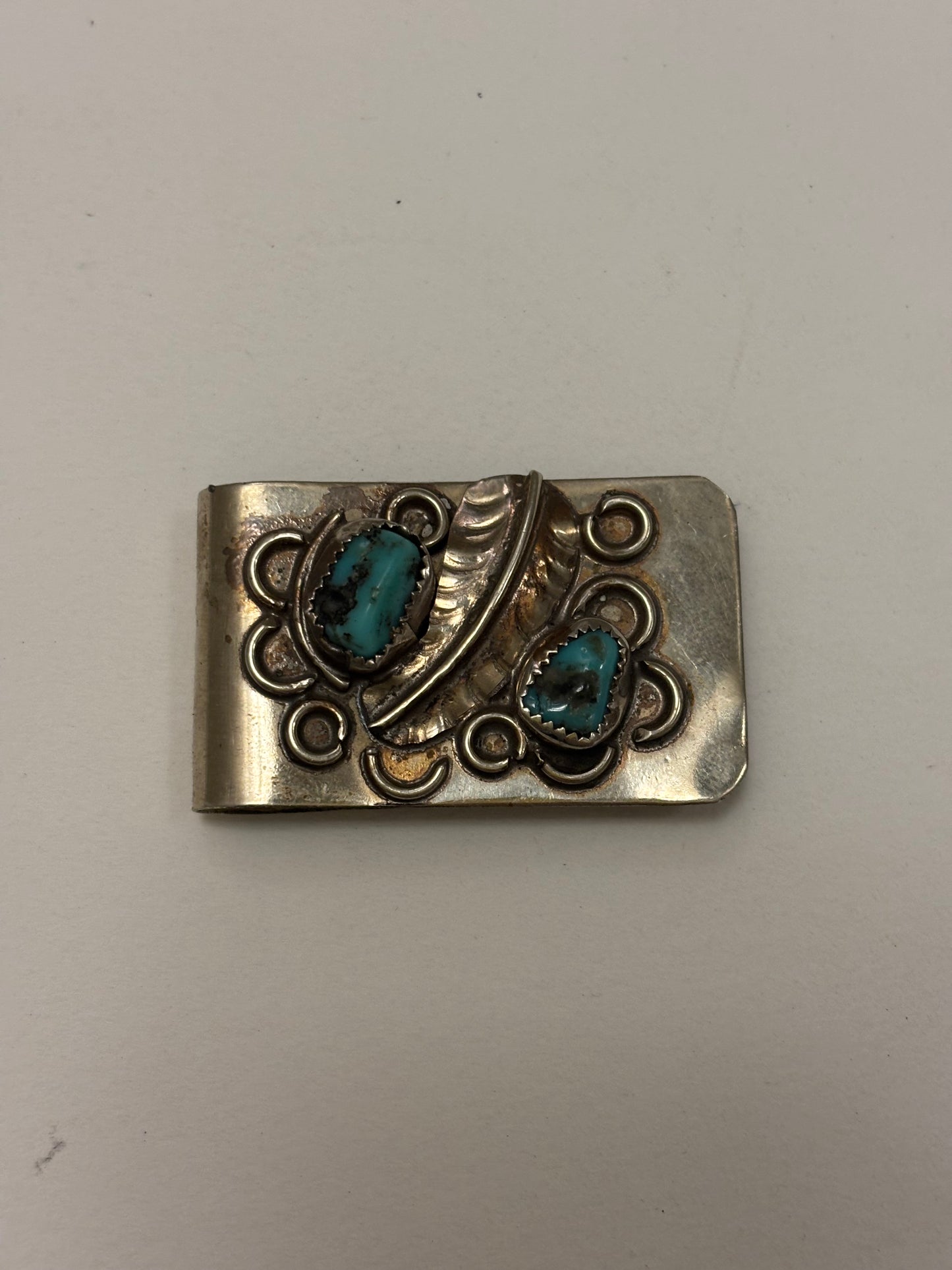 Silver and Turquoise Money Clip