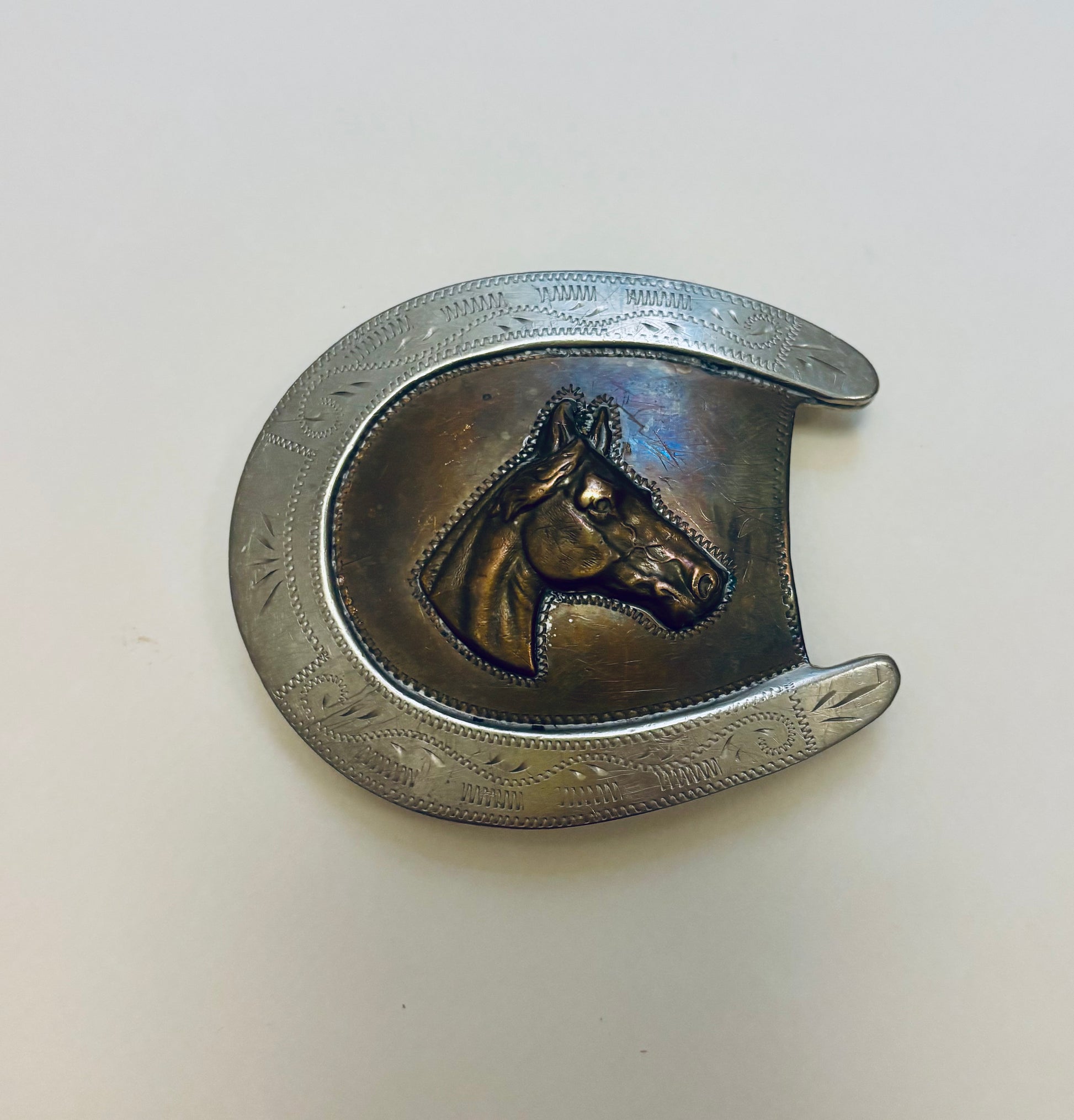 Vintage Silver and Brass Horseshoe Buckle