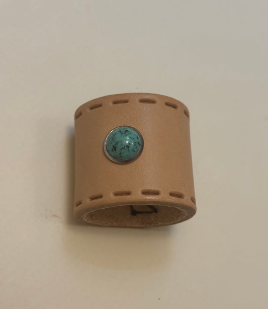 Tan Leather with Turquoise Bandana Slide