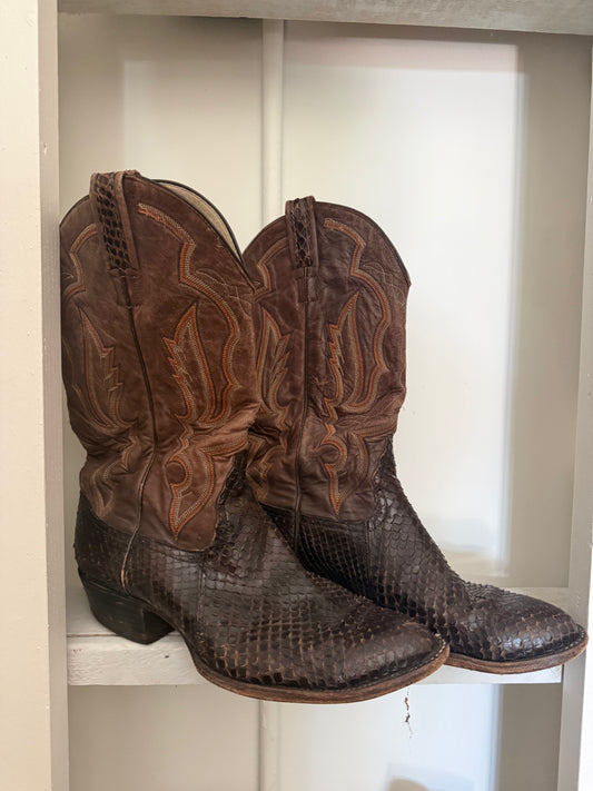 Larry Mahan Snakeskin Cowboy Boots 10/11