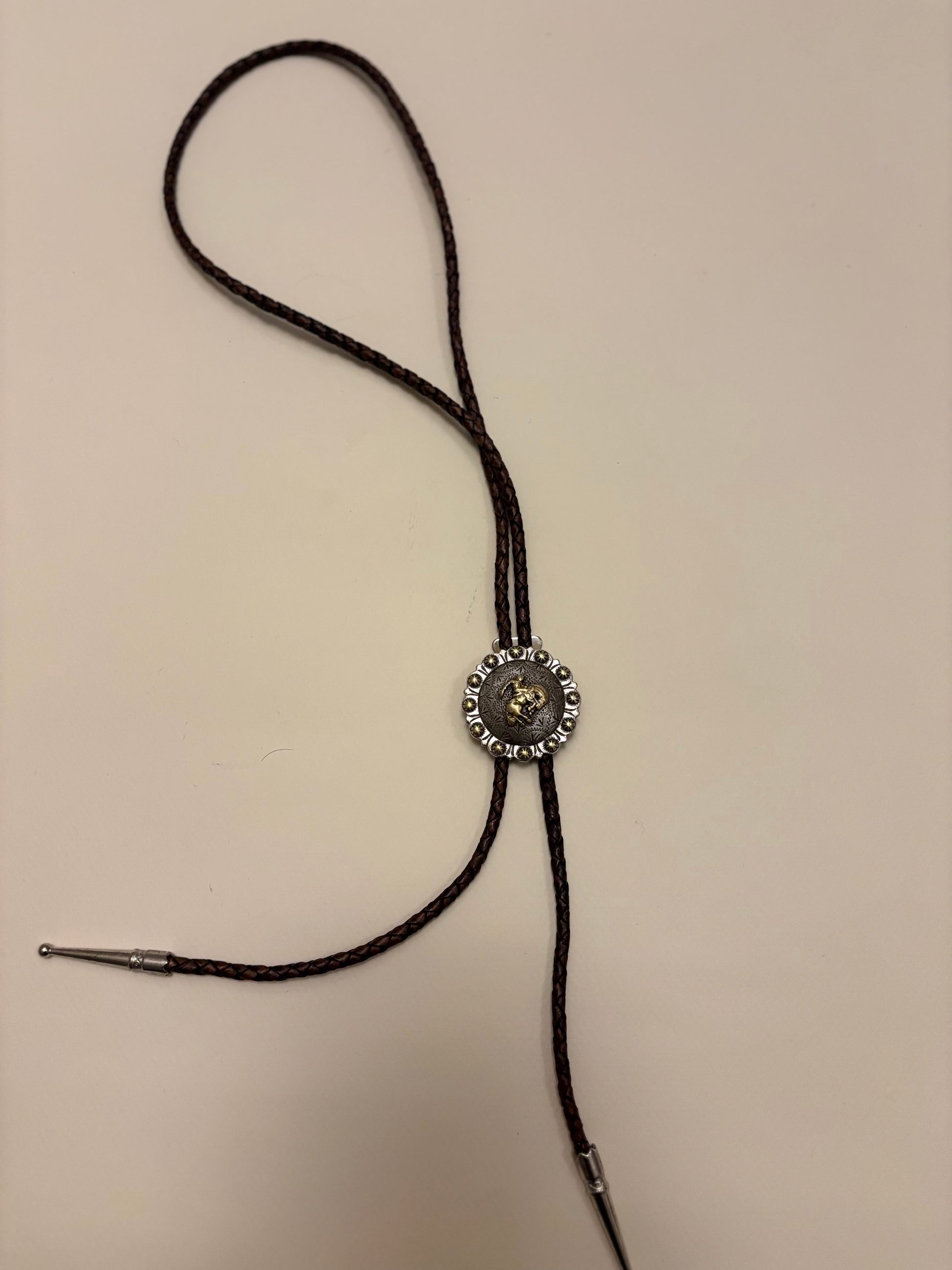 Silver and Brass Bronco Bolo