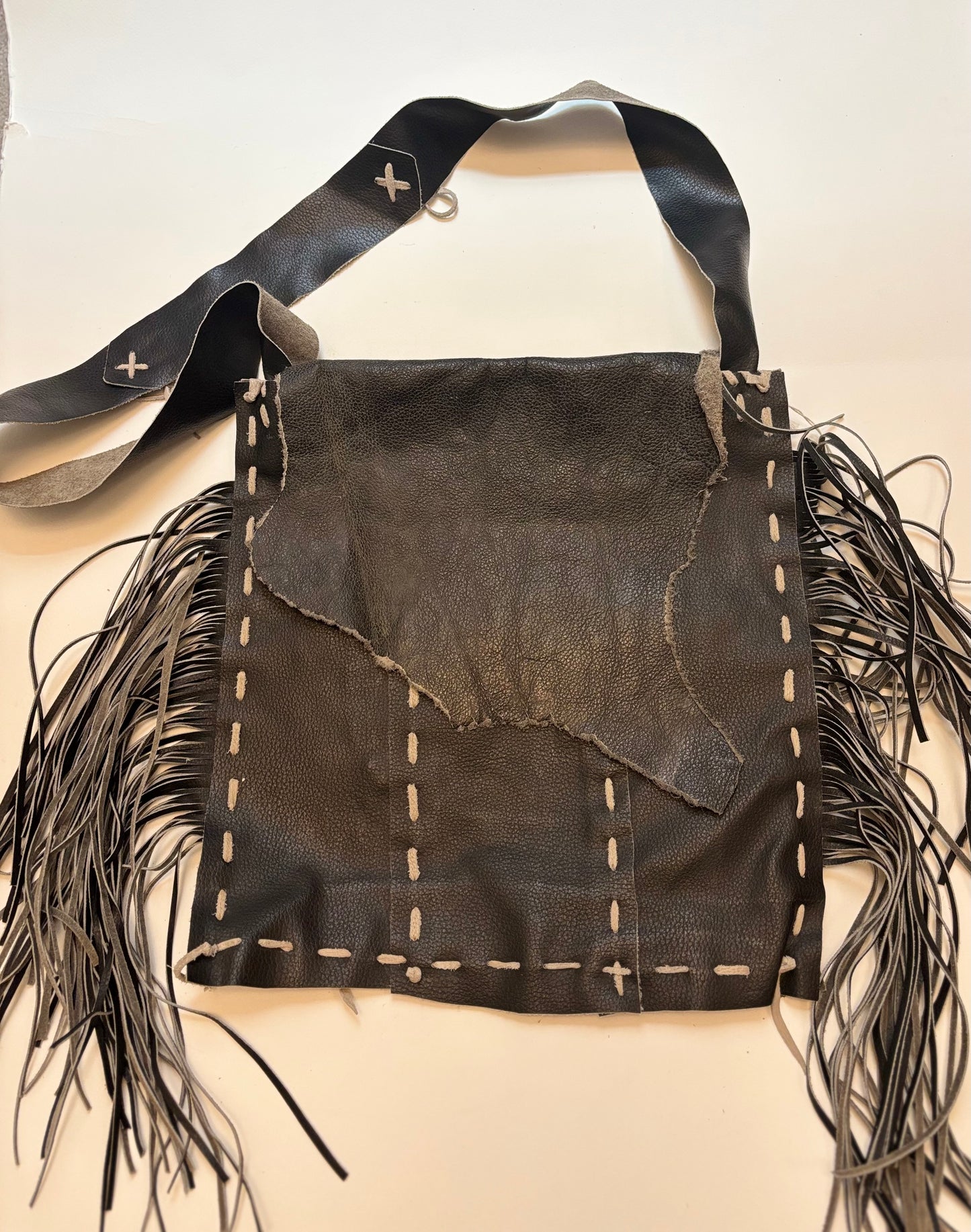 Leather Fringe Stitched Bag