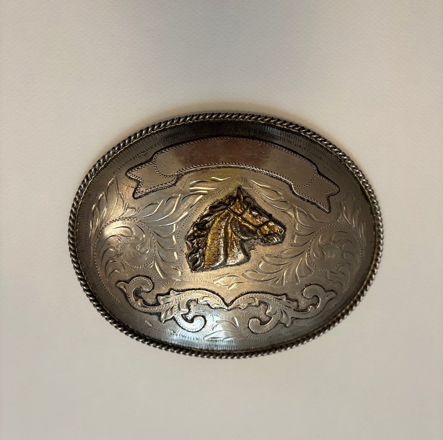 Silver and Brass Horse Head XL Belt Buckle