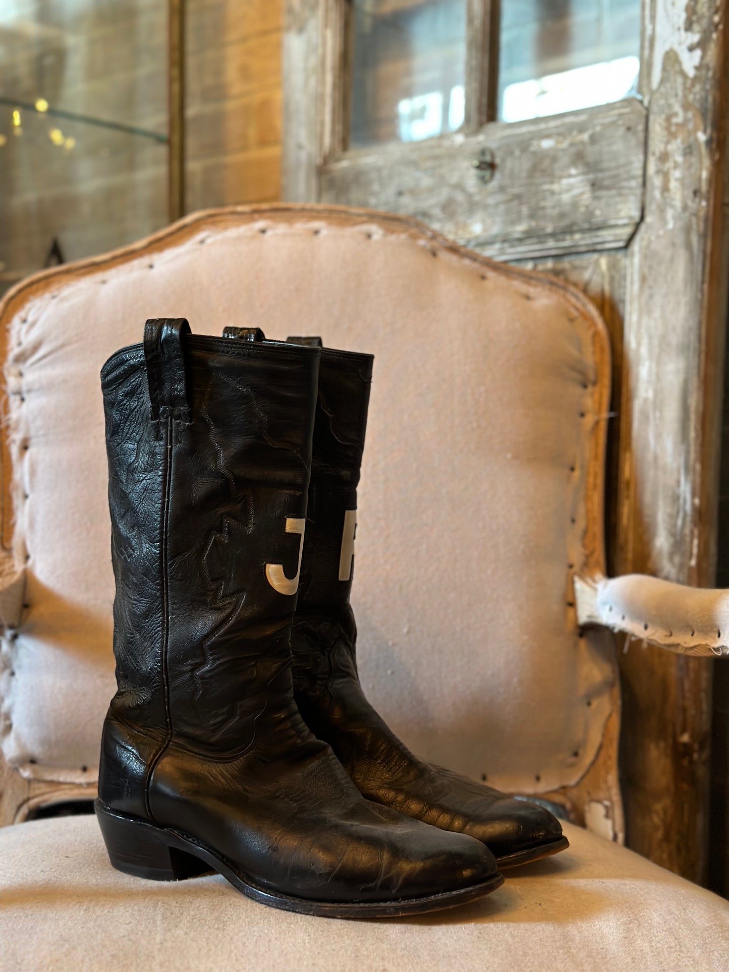 COSTOM BLACK "JR" COWBOY BOOTS M10