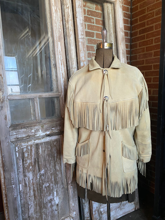 TAN DEERSKIN SUEDE FRINGED JACKET