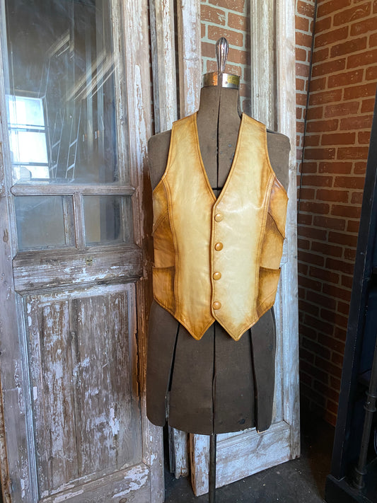 TAN TWO TONED LEATHER RANCH VEST