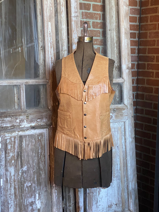 TAN FRINGED LEATHER VEST
