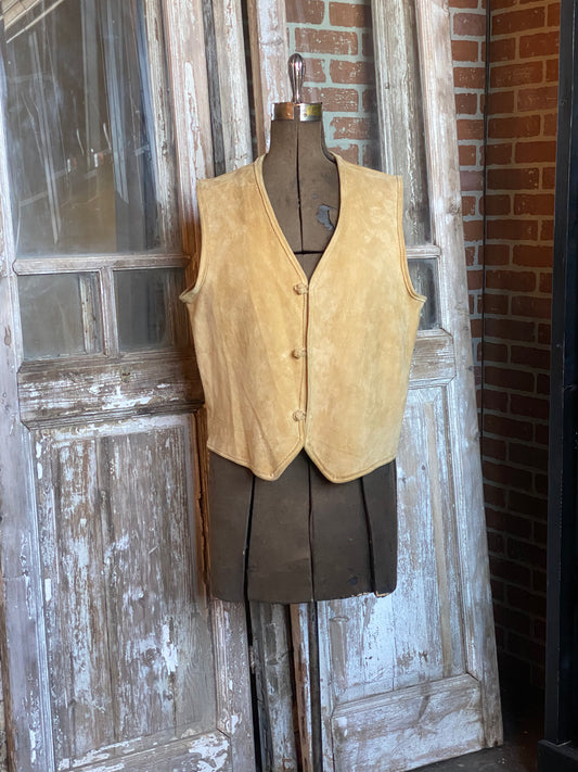 TAN SUEDE KNOTTED BUTTON VEST