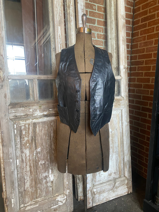BLACK LEATHER VEST