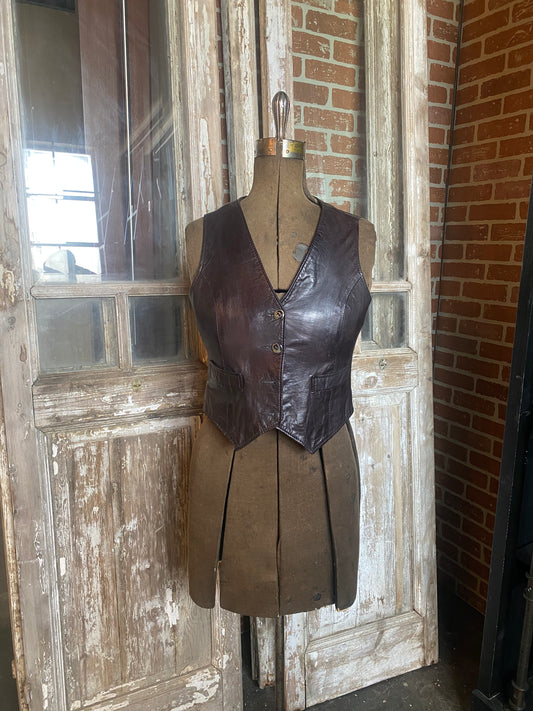 CHOCOLATE BROWN LEATHER VEST