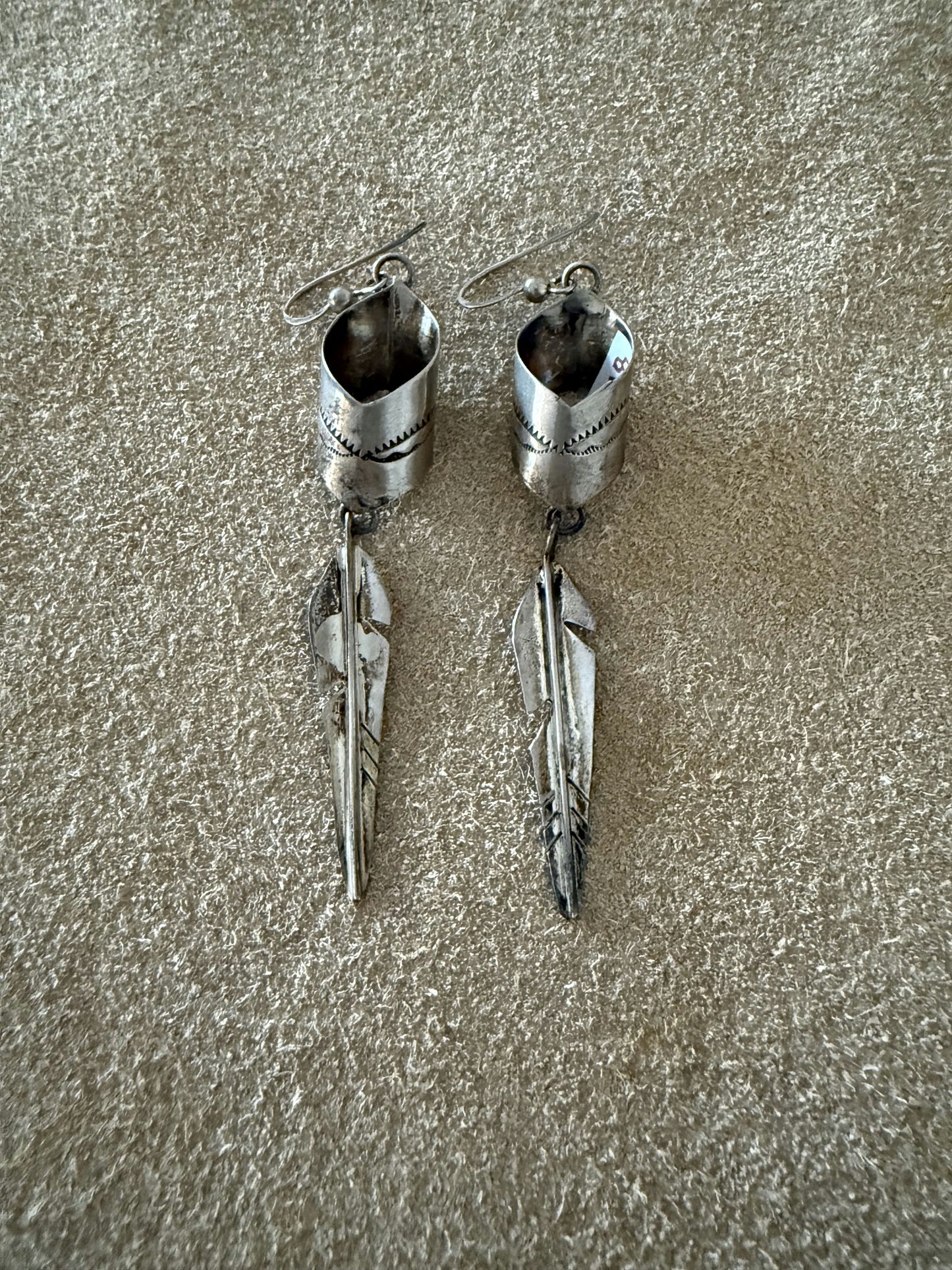Silver Navajo Feather Earrings