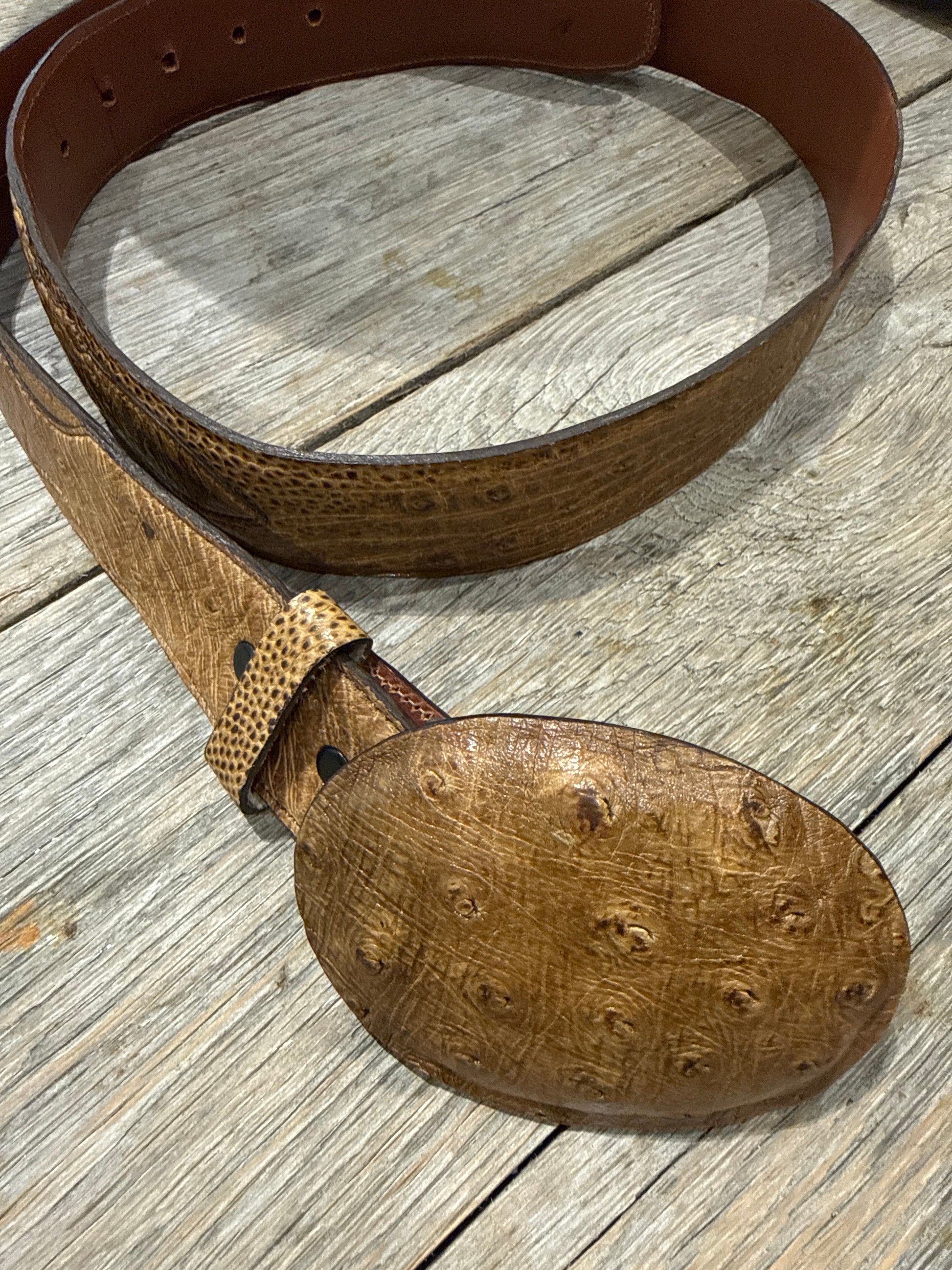 Taupe Ostrich Belt and Buckle