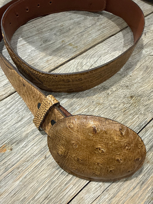Taupe Ostrich Belt and Buckle