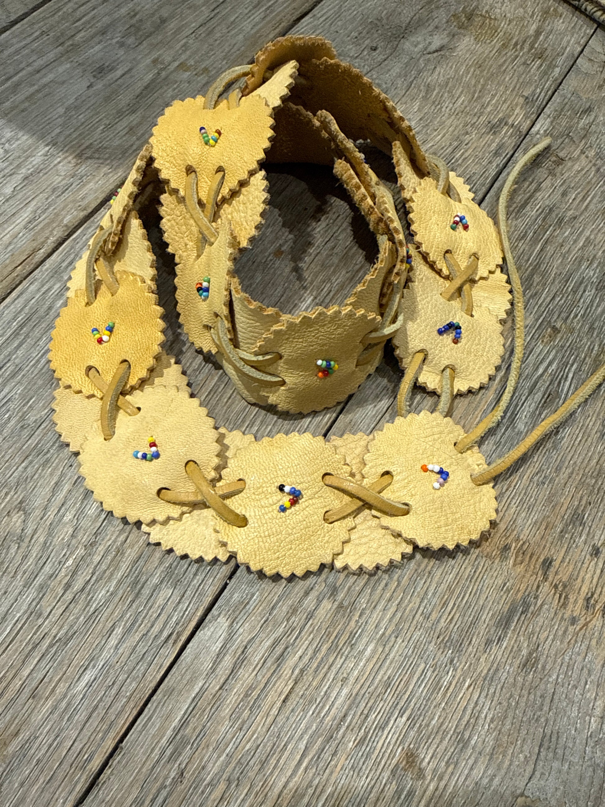Deerskin Beaded Patch Belt