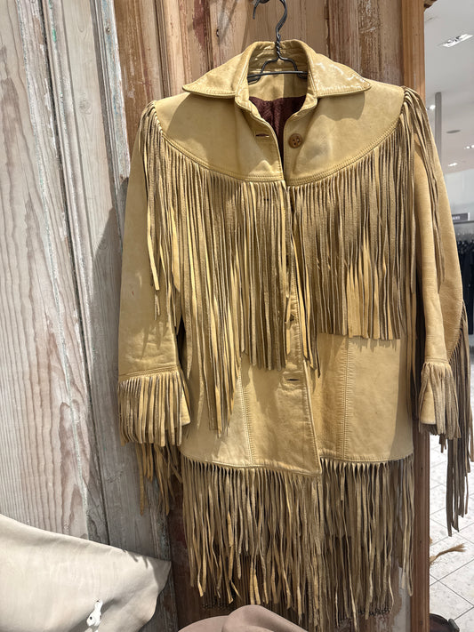 Vintage Custom Tan Fringe Jacket
